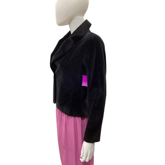 Skirtin Around Blazer Women’s SZ 2 Velvety Soft Beautiful Colorful Lining Black - Picture 2 of 4